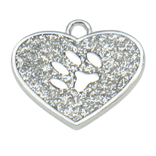Sparkly Glitter Heart Designer Pet Tag - SILVER, a stylish and durable accessory for pet safety and identification.