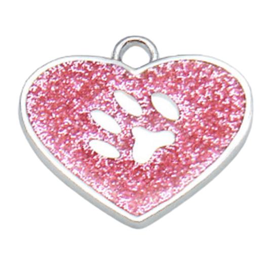 Sparkle in style with the Glitter Heart Designer Pet Tag - PINK, perfect for keeping your pet safe and fashionable.