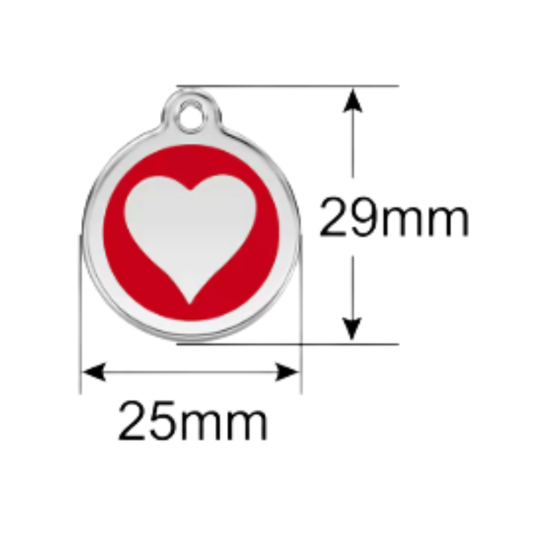 Stylish RED Heart Designer Pet Tag for pets, made of durable alloy, perfect for keeping your furry friend safe.