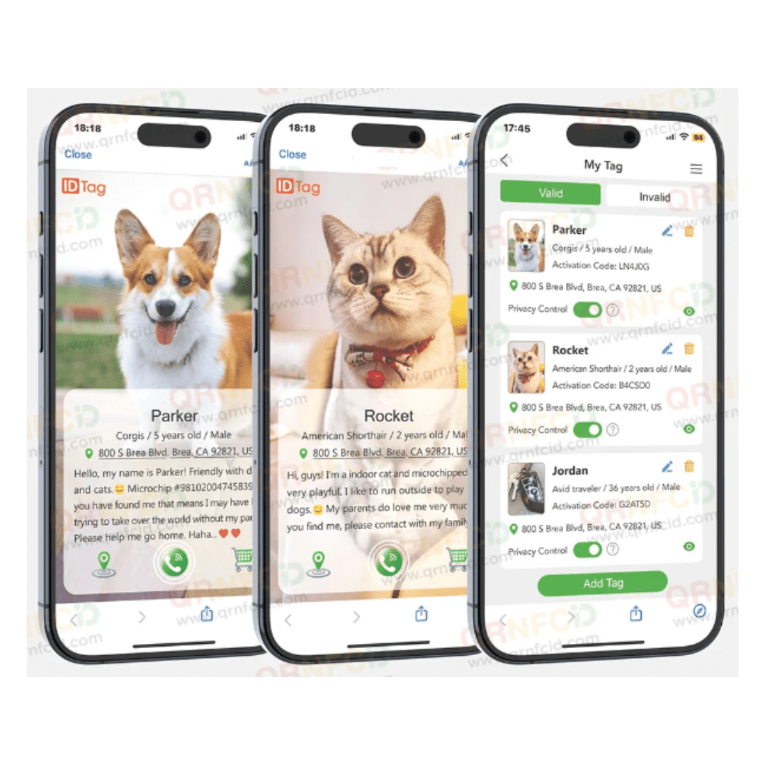 Phone showing Smart Pet Tags