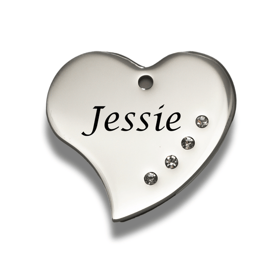 Luxury Pet Tags with Crystals - Silver Heart