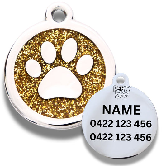 Gold Glitter Pet Tag
