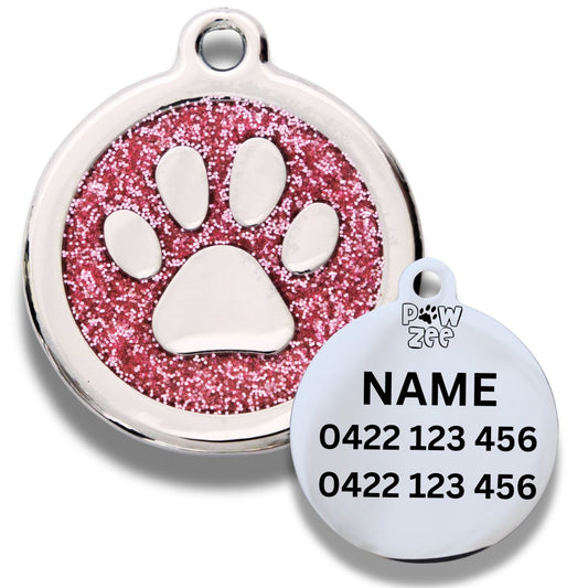 Pink Glitter Pet Tag
