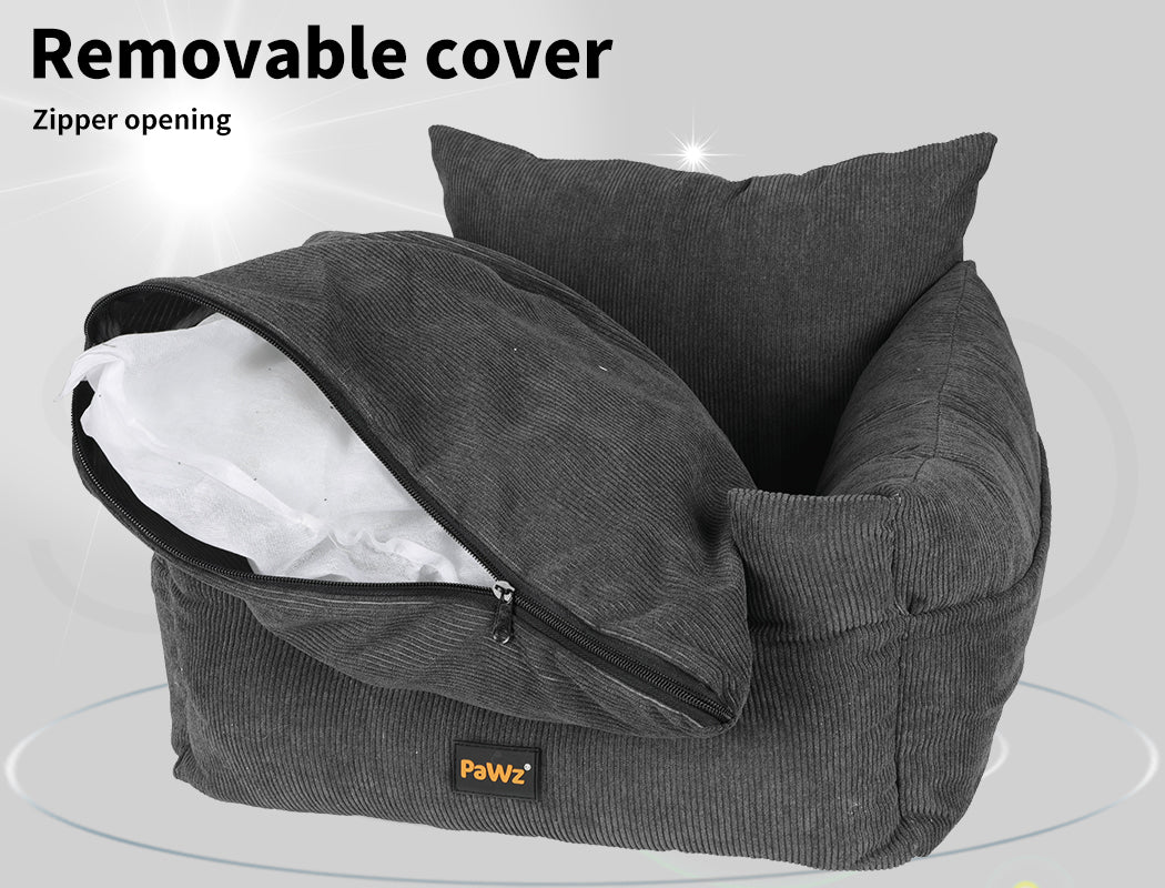 Pet Car Booster Seat Dog Protector Portable Travel Bed Removable Grey M