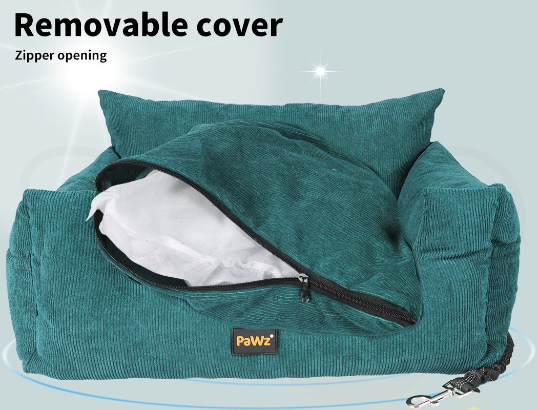 Pet Car Booster Seat Dog Protector Portable Travel Bed Removable Green L