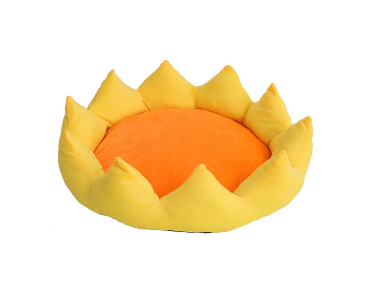 Pet Bed Ultra-Thick Excellent Ductility Washable Long Fluffy Pet Dog round Bed Kennels for Household-Yellow