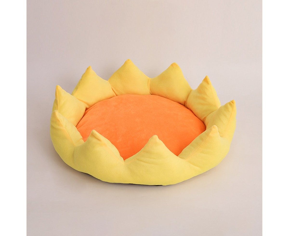 Pet Bed Ultra-Thick Excellent Ductility Washable Long Fluffy Pet Dog round Bed Kennels for Household-Yellow
