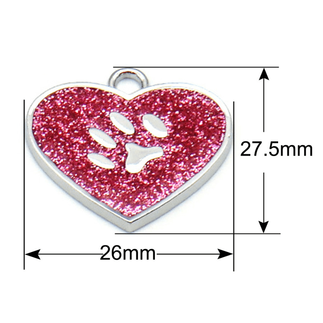 Sparkly Glitter Heart Designer Pet Tag - SILVER offers style and safety with durable, custom-engraved designs.