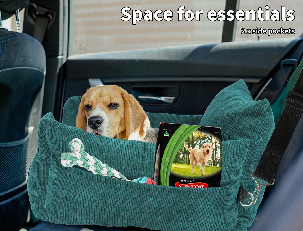 Pet Car Booster Seat Dog Protector Portable Travel Bed Removable Green L