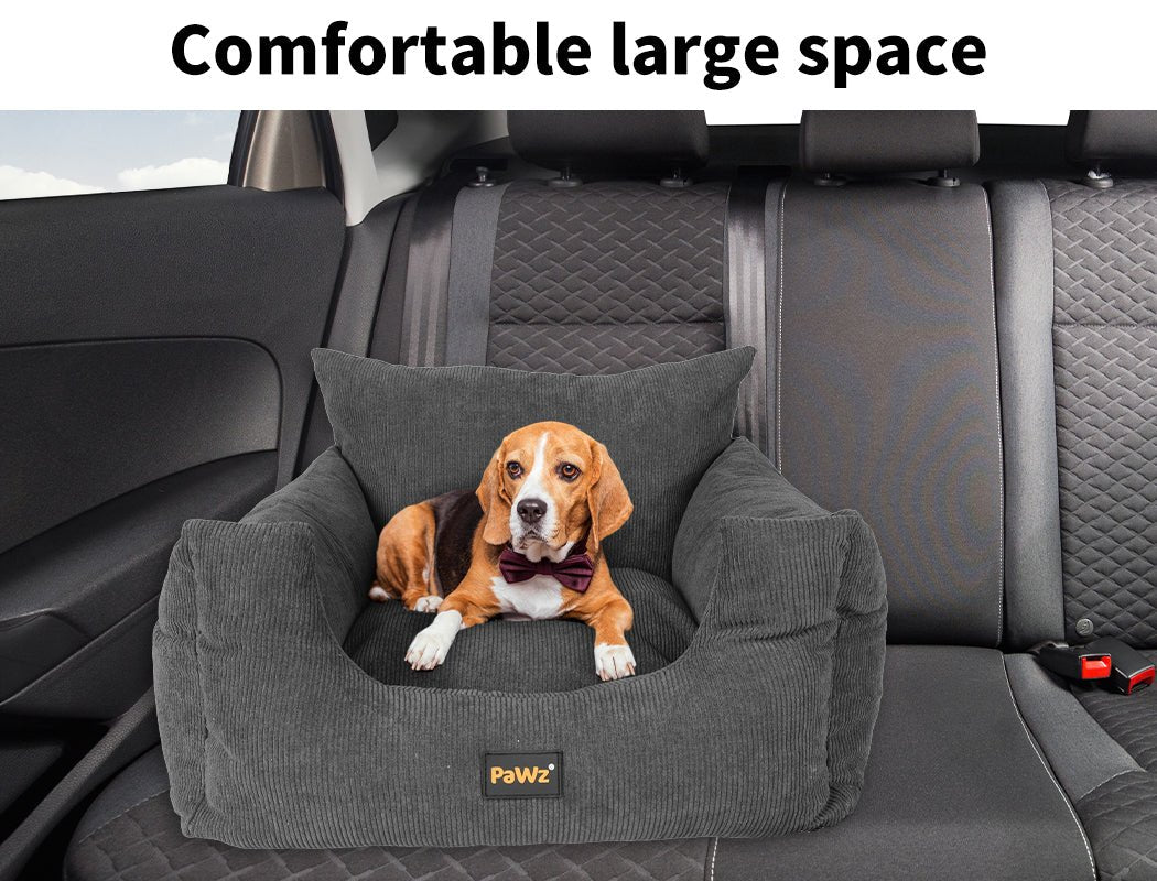 Pet Car Booster Seat Dog Protector Portable Travel Bed Removable Grey M