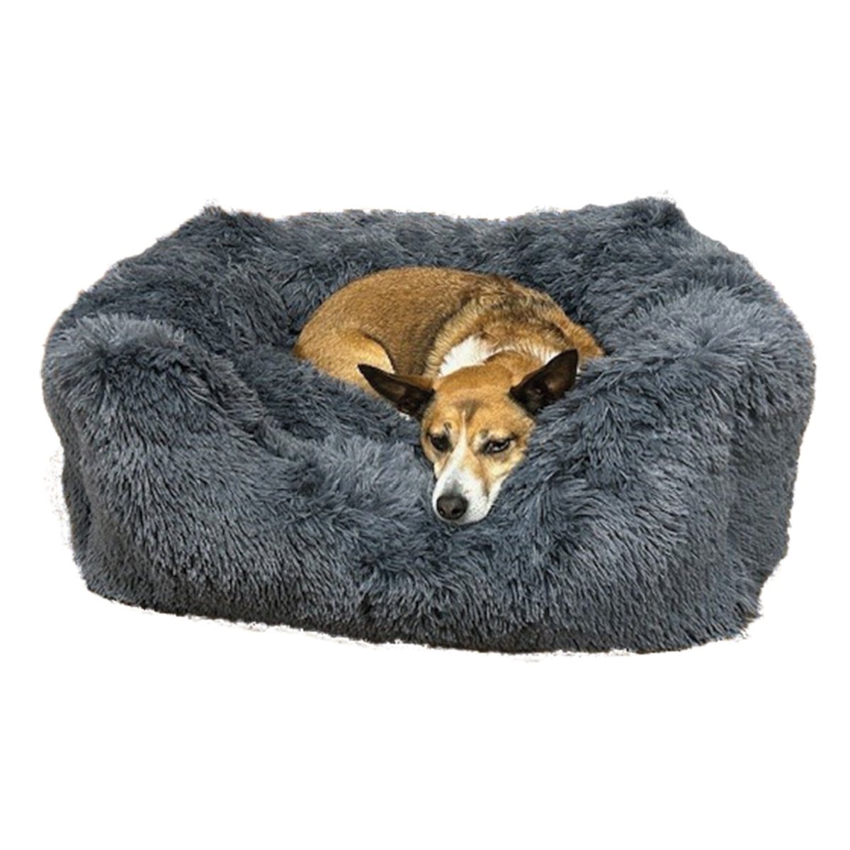 Calming Rectangular Dog Bed Basket - Pet ID Tags