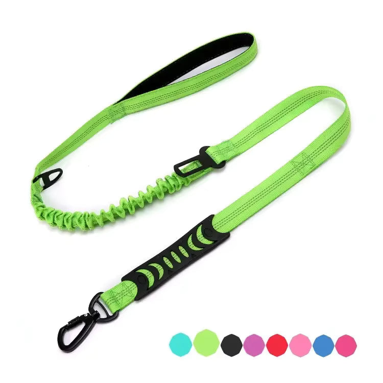 Bungee Dog Leash with Car Seat Belt Clip