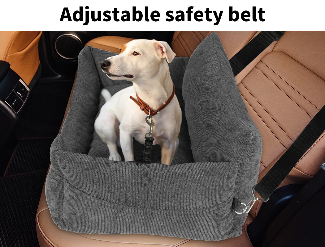 Pet Car Booster Seat Dog Protector Portable Travel Bed Removable Grey M