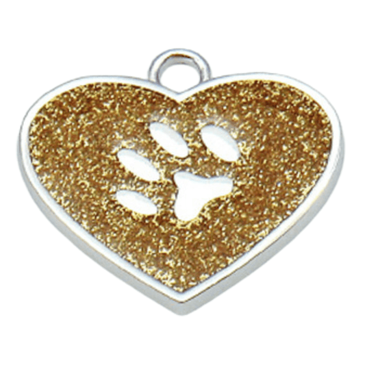 Sparkly Glitter Heart Designer Pet Tag - GOLD, durable alloy with a shiny finish for stylish pet safety.