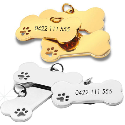 2 FOR $30 Bone Stainless Steel Dog Tags - Pet ID Tags