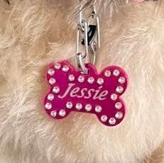 Pink Crystal Bling Engraved Pet ID Tags - Pet ID Tags