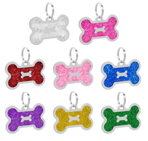 Dog Tag Designer Glitter Bone BLUE