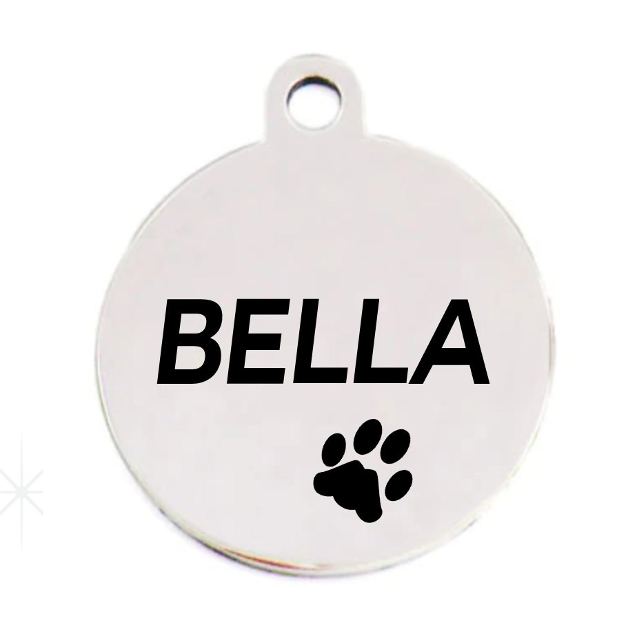 Personalised Engraved 25mm Stainless Steel Dog ID Tag - Heart Shape, Blue, Custom Text Engraving For Pets