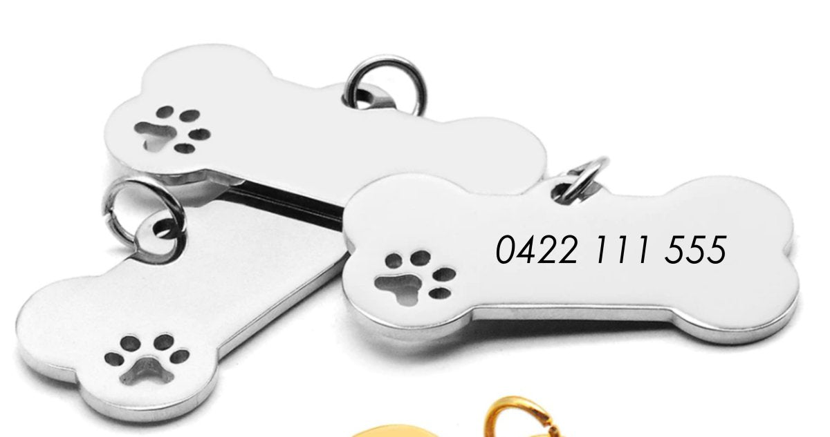 Stainless Steel Dog Name Tag Silver Bone