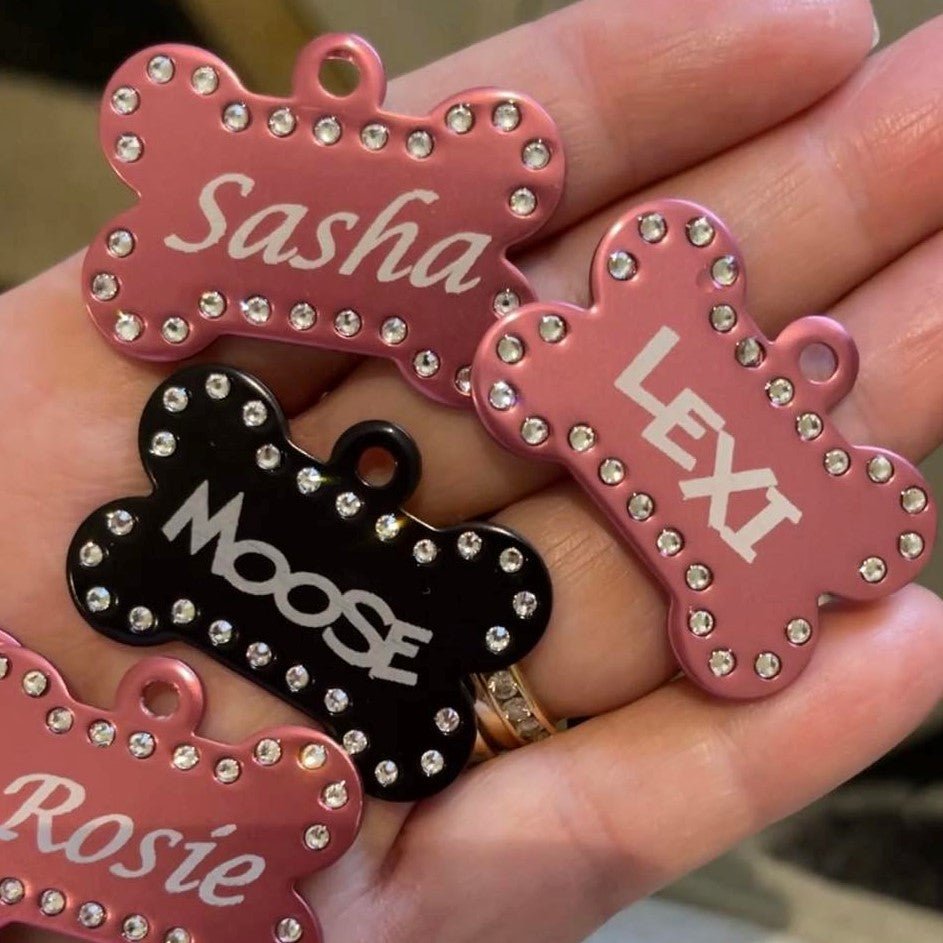 Swarovski Crystal Engraved Pet ID Tags - Pet ID Tags