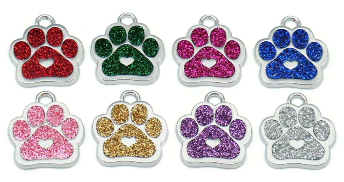 Paw Print Pet Tag - Glitter