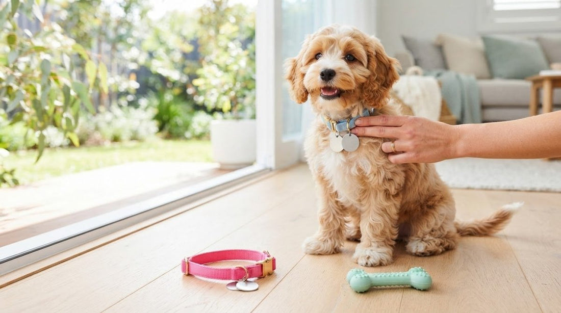 Puppy Teething: Safe Collar and Tag Options for Aussie Dogs
