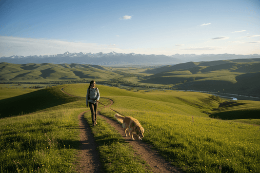 walking a dog in the adelaide hills
