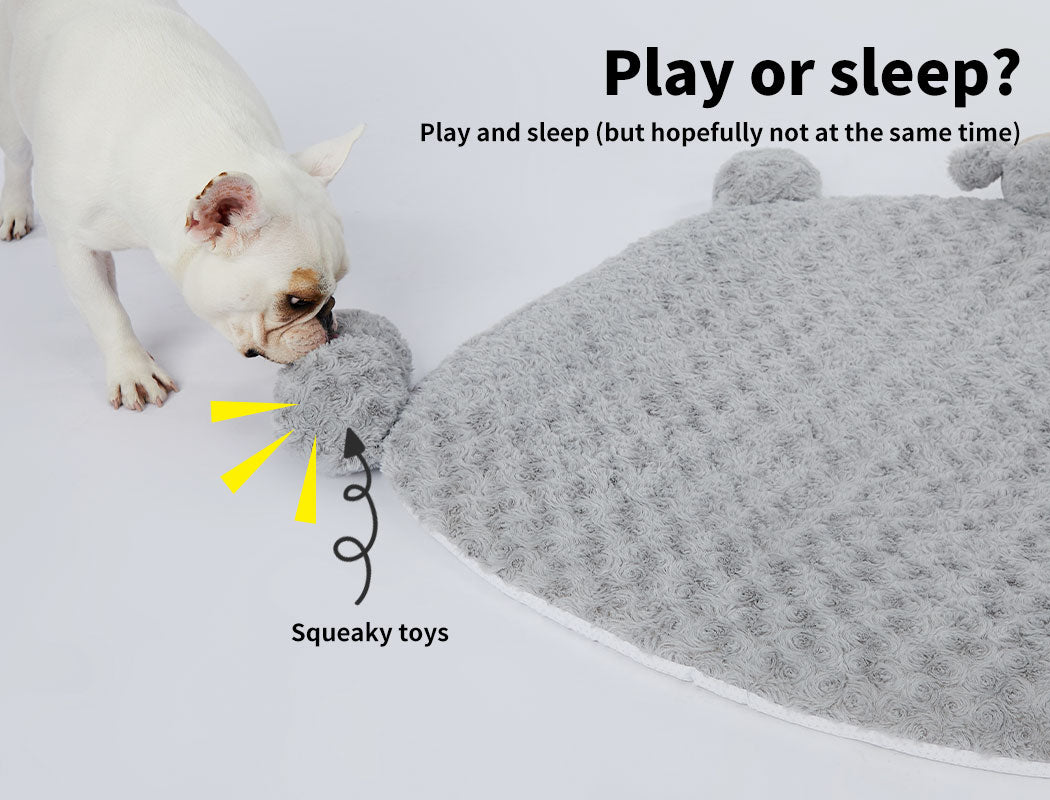 Pet Bed Cat Calming Beds Dog Squeaky Toys Cushion Puppy Kennel Mat Grey M