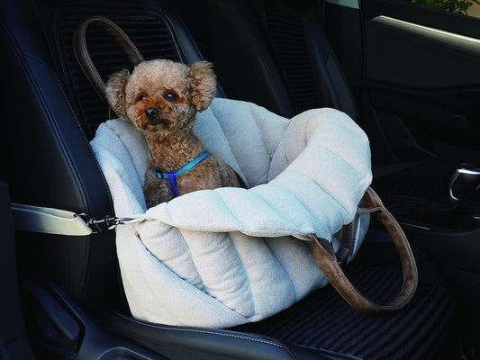 Car-Go Tote - Dual Purpose Pet Tote and Dog Car Seat - Carry Your Dog or Cat Safely with Harness Attachment - Attach the Bag to a Car Seat to Use as a Pet Carrier (Oatmeal Beige)
