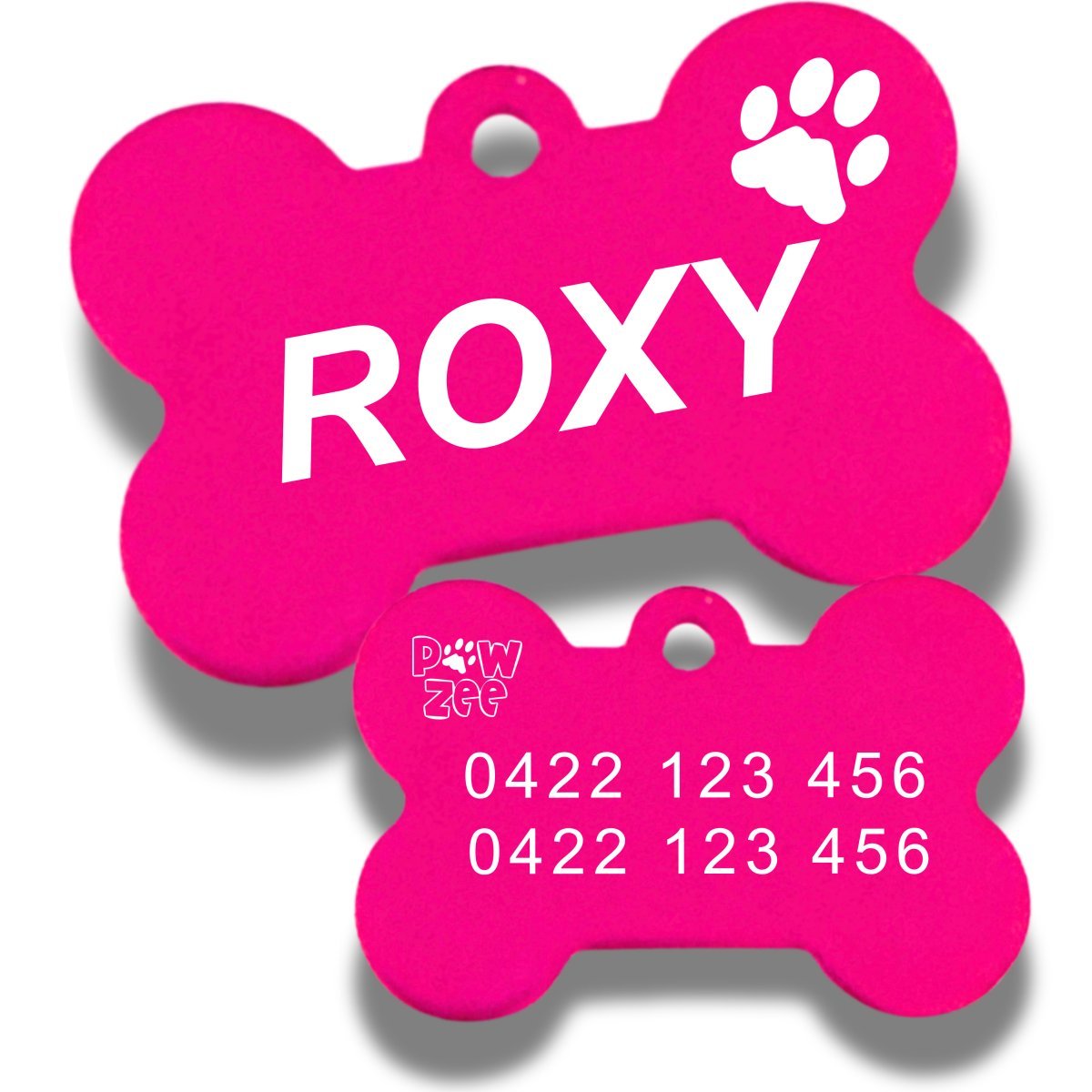Engraved Dog Tag Bone Aluminium PINK