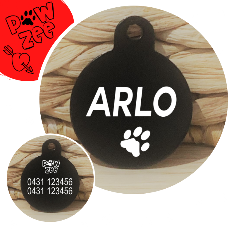 Round Pet Tag - Black