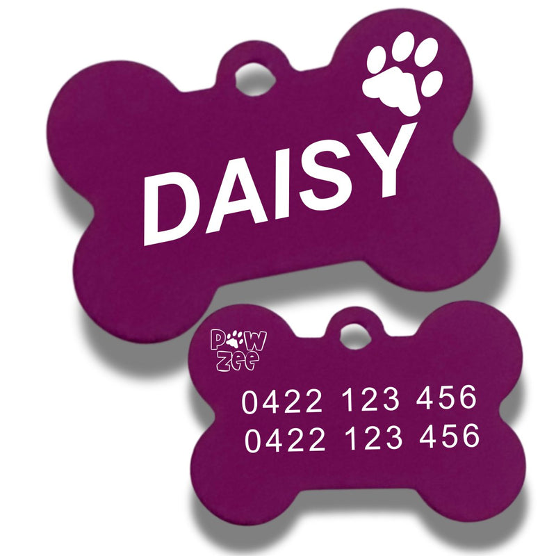 Personalised Pawzee Pet Tags - Purple