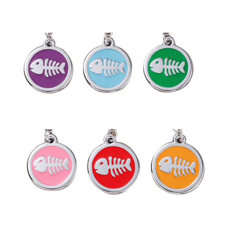 Colorful Fish Designer Pet ID Tags in various shades, perfect for keeping your pet stylish and safe.