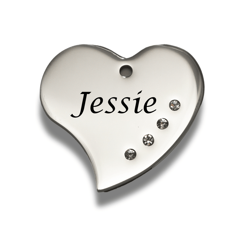 Crystal Heart Pet Tag - Silver (Front)