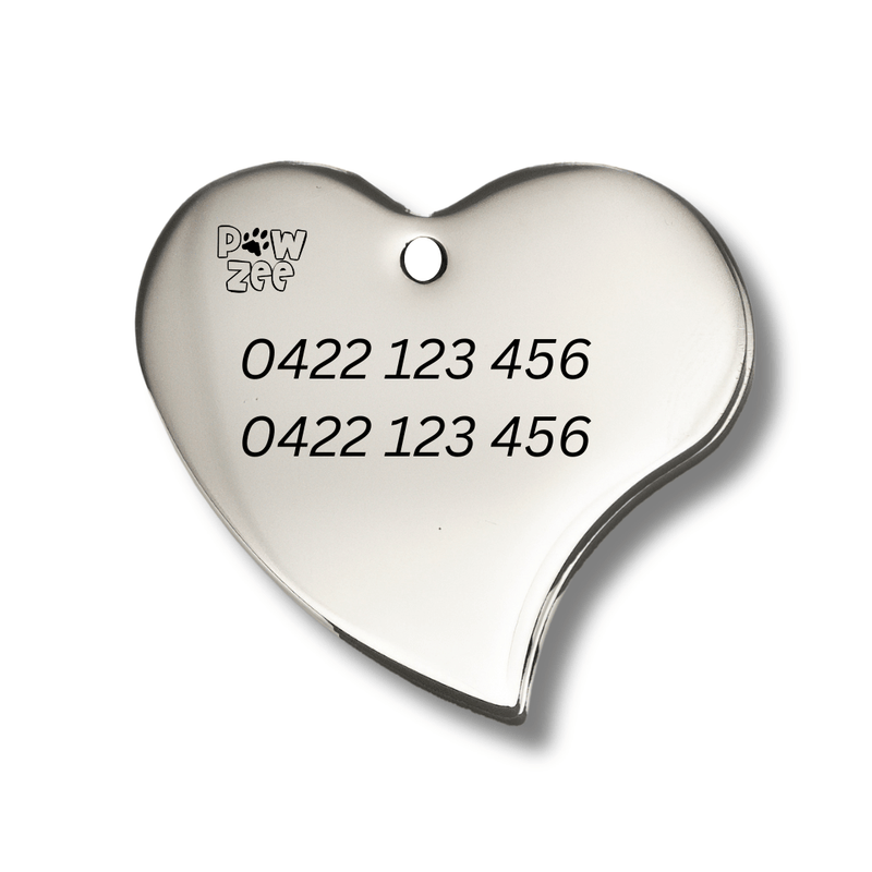 Crystal Heart Pet Tag - Silver (Back)