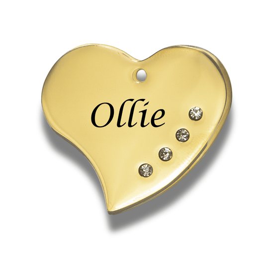 Luxury Pet Tags with Crystals - Gold Heart