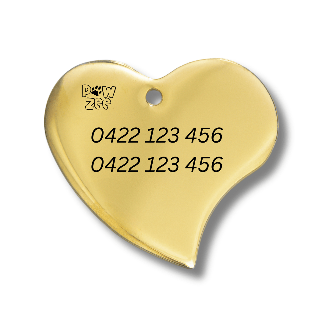 Luxury Pet Tags with Crystals - Gold Heart