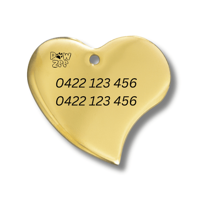 Luxury Pet Tags with Crystals - Gold Heart