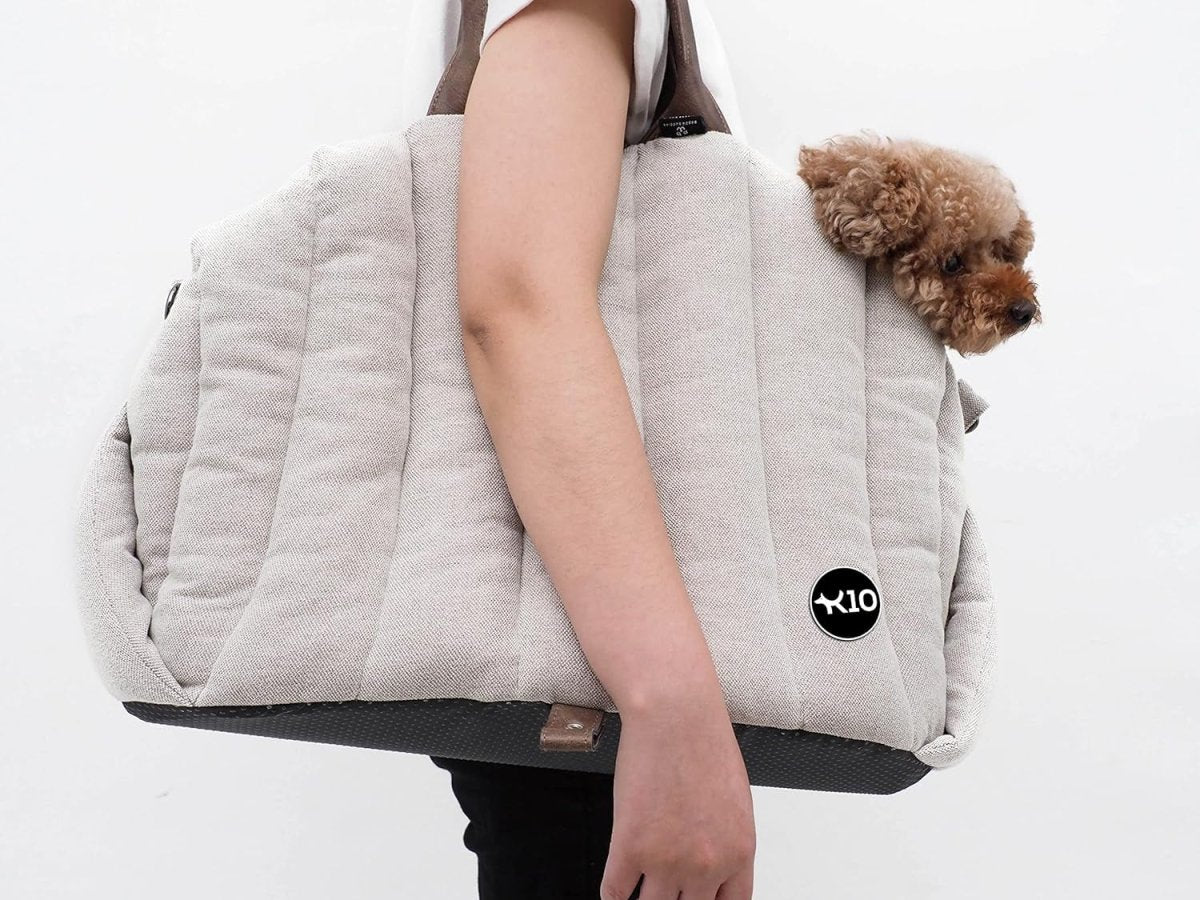Car-Go Tote - Dual Purpose Pet Tote and Dog Car Seat - Carry Your Dog or Cat Safely with Harness Attachment - Attach the Bag to a Car Seat to Use as a Pet Carrier (Oatmeal Beige)