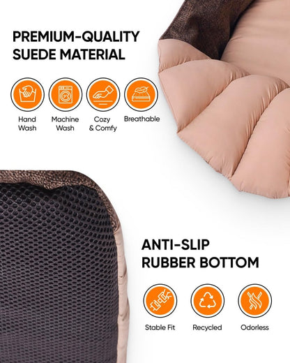 Dog Car Seat for Small Dogs & Medium Dogs, Washable Car Travel Carrier, Waterproof Portable Car Bed for Puppy, Dog Car Seat & Soft Cover, Brown