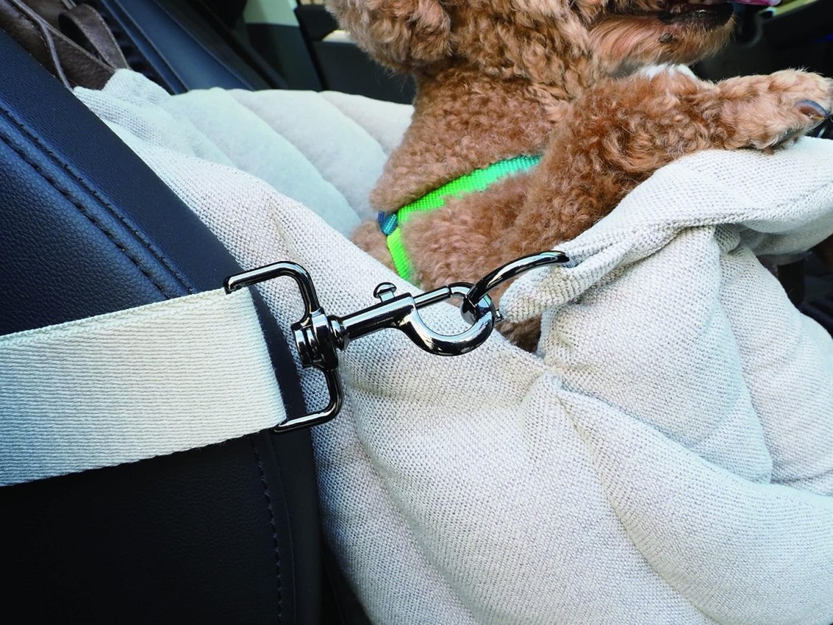 Car-Go Tote - Dual Purpose Pet Tote and Dog Car Seat - Carry Your Dog or Cat Safely with Harness Attachment - Attach the Bag to a Car Seat to Use as a Pet Carrier (Oatmeal Beige)