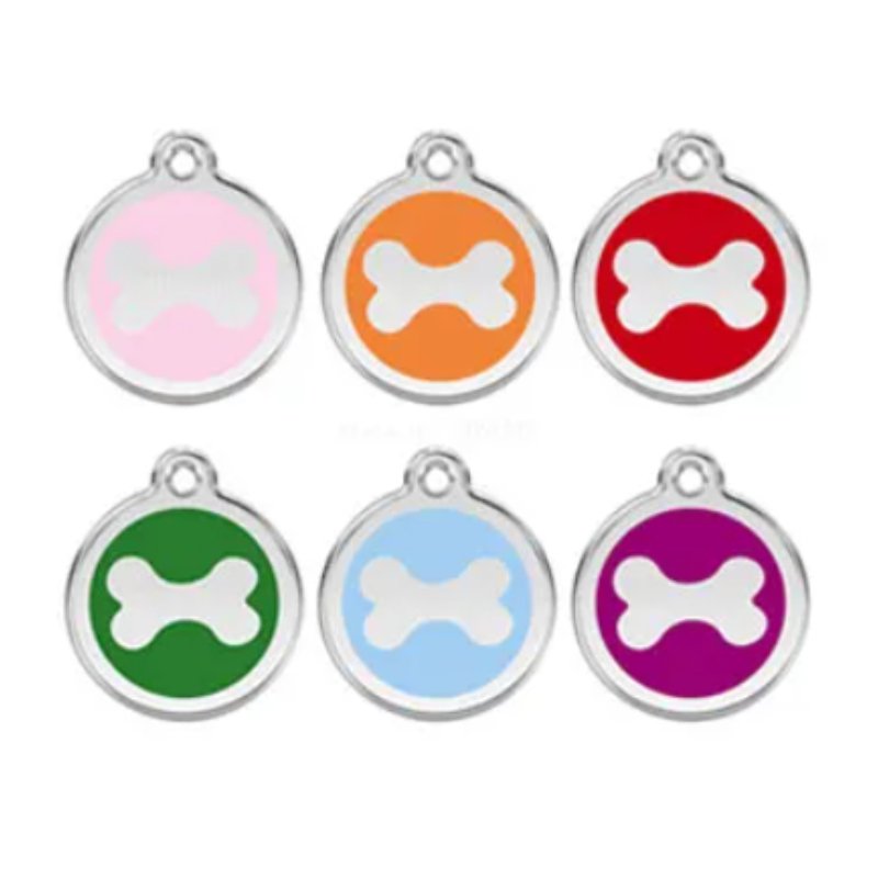Stylish RED Pet Tag Designer Bone in polished alloy, perfect for keeping your pet safe and fashionable.