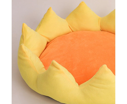 Pet Bed Ultra-Thick Excellent Ductility Washable Long Fluffy Pet Dog round Bed Kennels for Household-Yellow