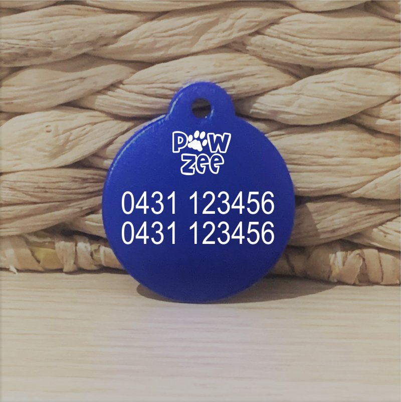 Dog Tag Aluminium Round DARK BLUE