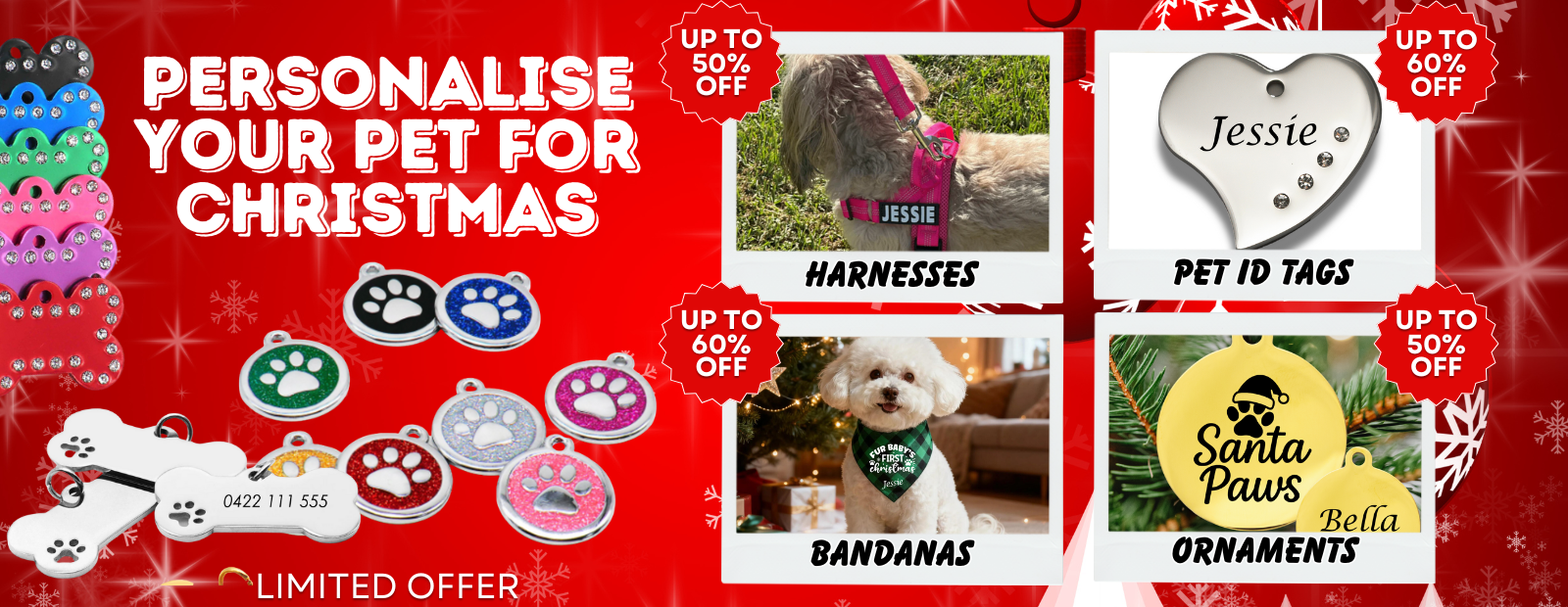 Pet ID Tags Australia – Personalised dog tags, pet name tags and custom harnesses for dogs and cats.