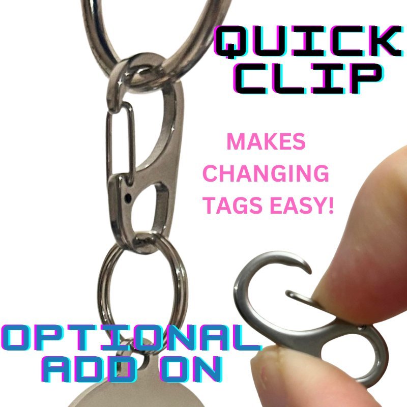 Quick Clip for easy tag swapping with the stylish Pet Tag Glitter Paw - Blue, perfect for keeping pets safe.