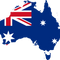 Map of Australia featuring the Australian flag and stars design.