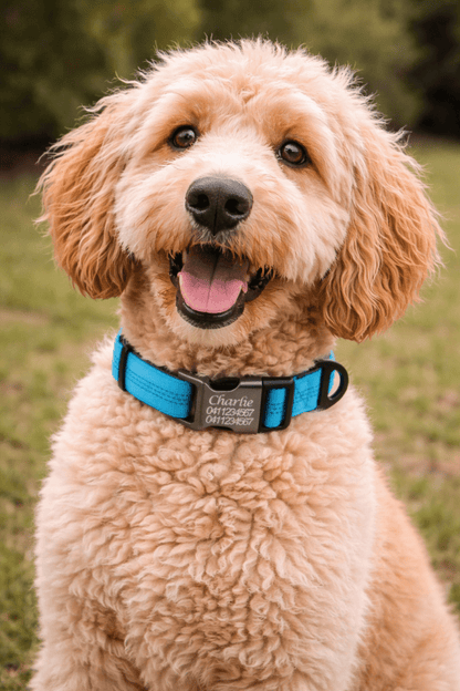 Black Personalised Reflective Dog Collar - Pet ID Tags