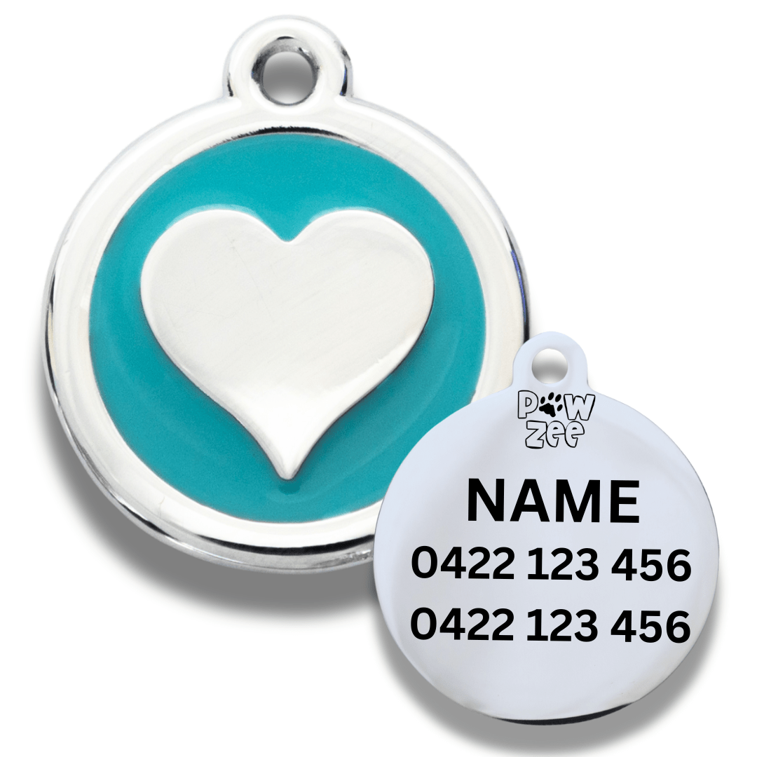 Pet tag with heart design with engraving 