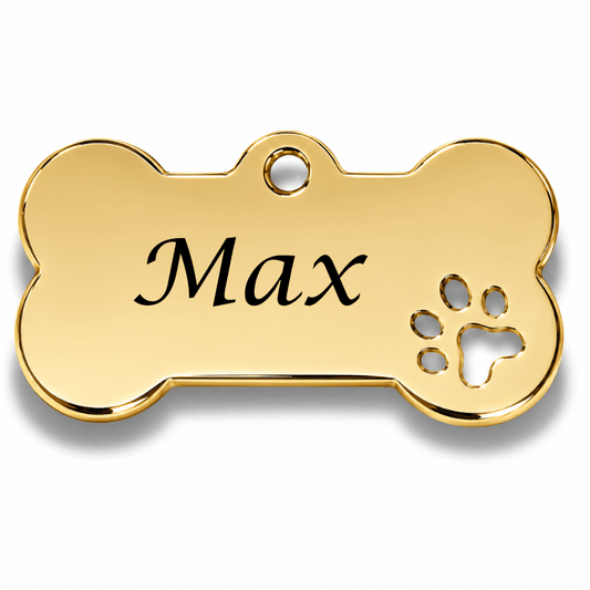 Bone Dog Tag - Gold Stainless Steel - Pet ID Tags